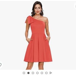 Great one shoulder dress in a tangerine/melon color.  NWOT.